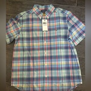NWT Polo‎ by Ralph Lauren Boy’s Plaid short sleeve button top Size Large 14/16